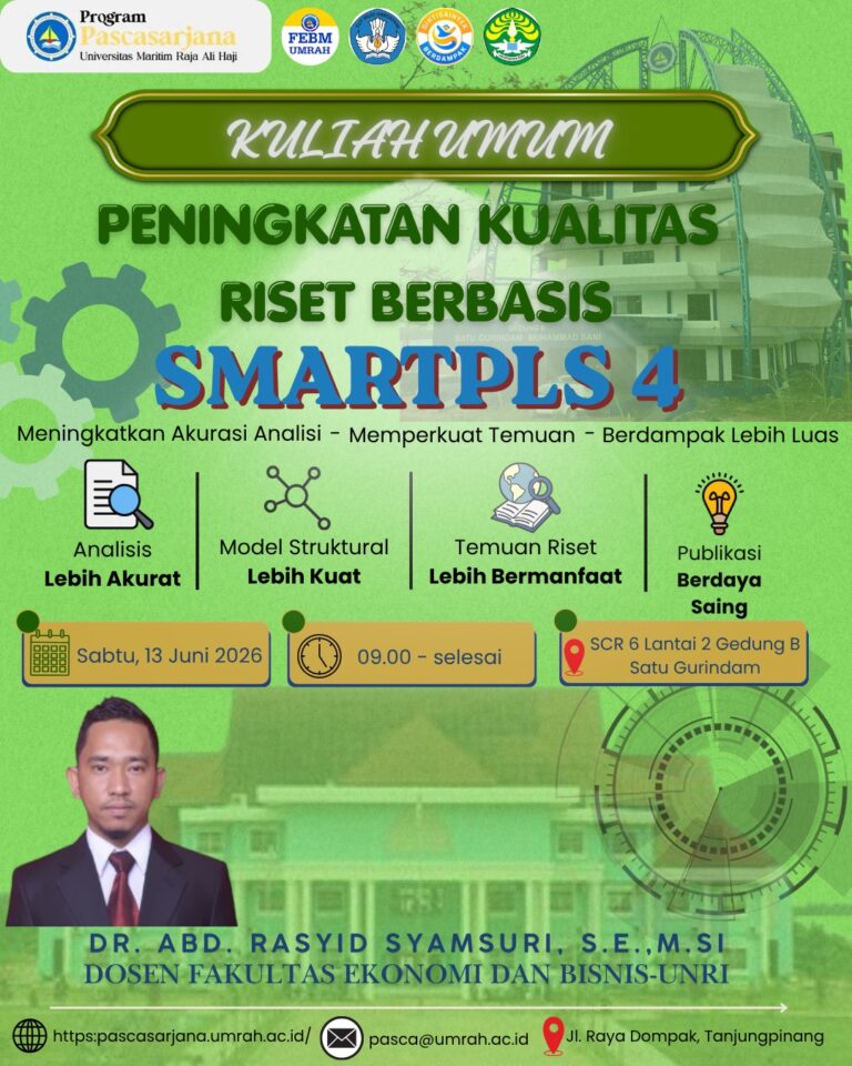 Tingkatkan Kualitas Riset, Pascasarjana UMRAH gelar Kuliah Umum SmartPLS 4